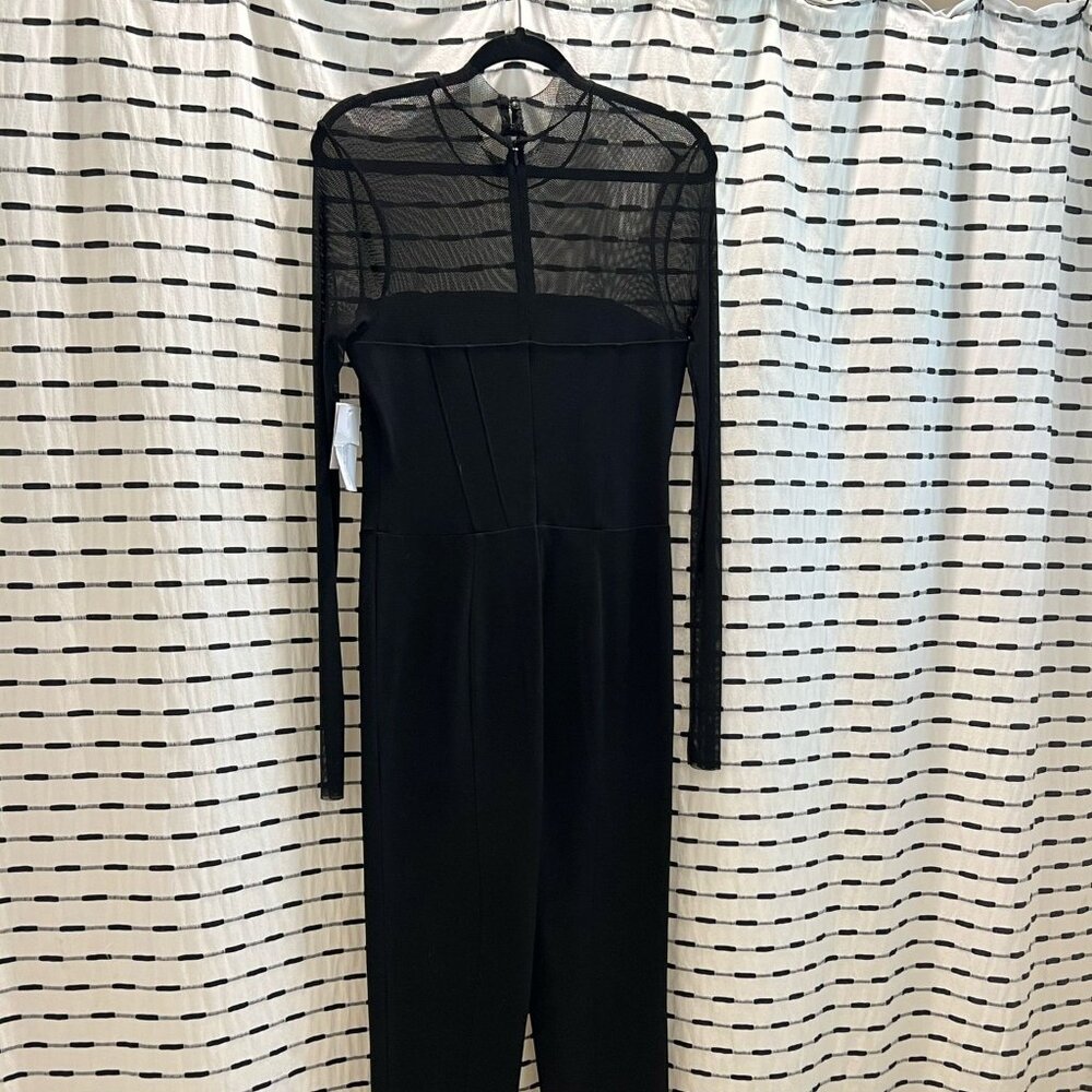 Black jumpsuit with mesh top